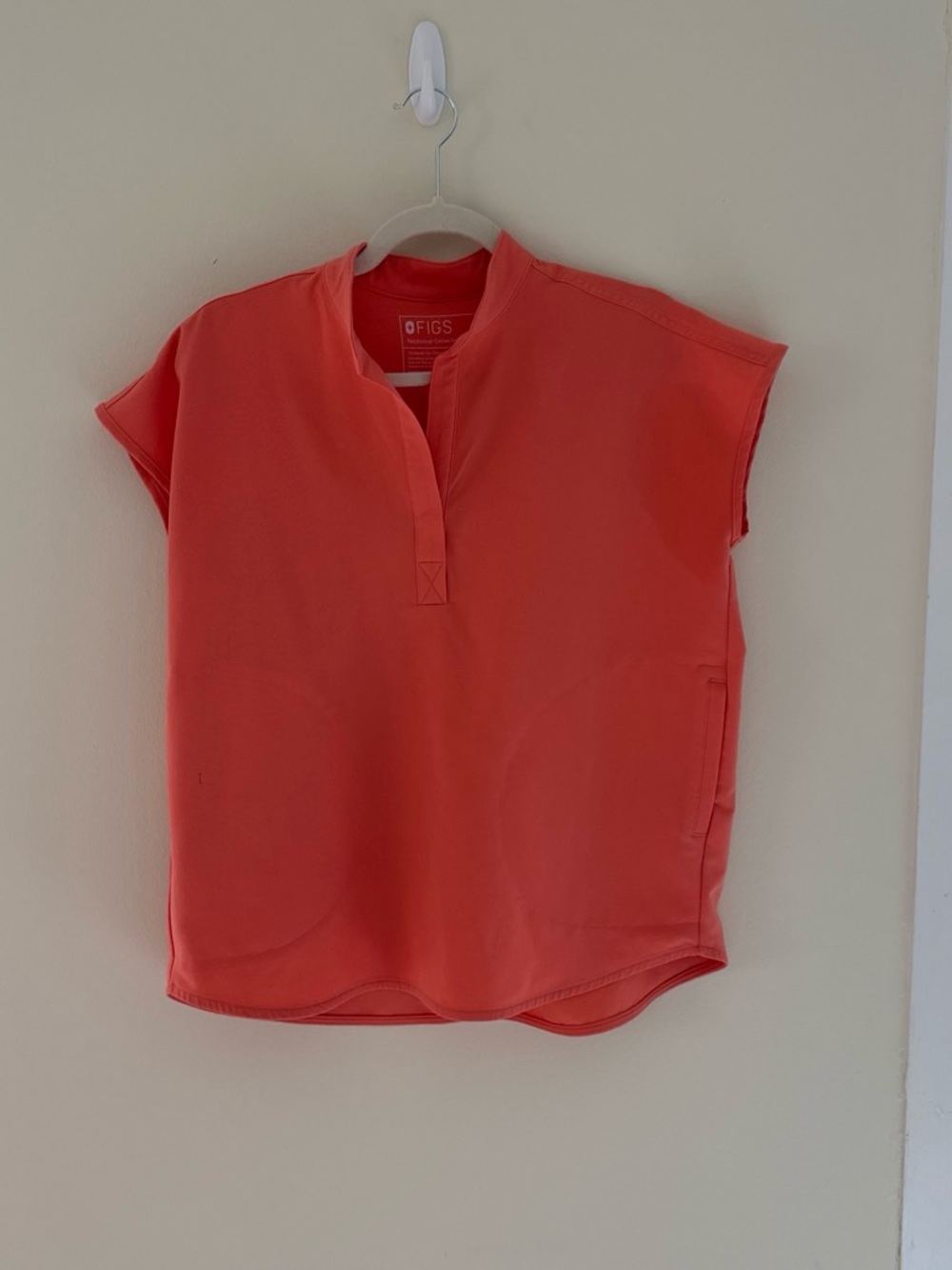 FIGS Coral Split-Neck Tunic Top